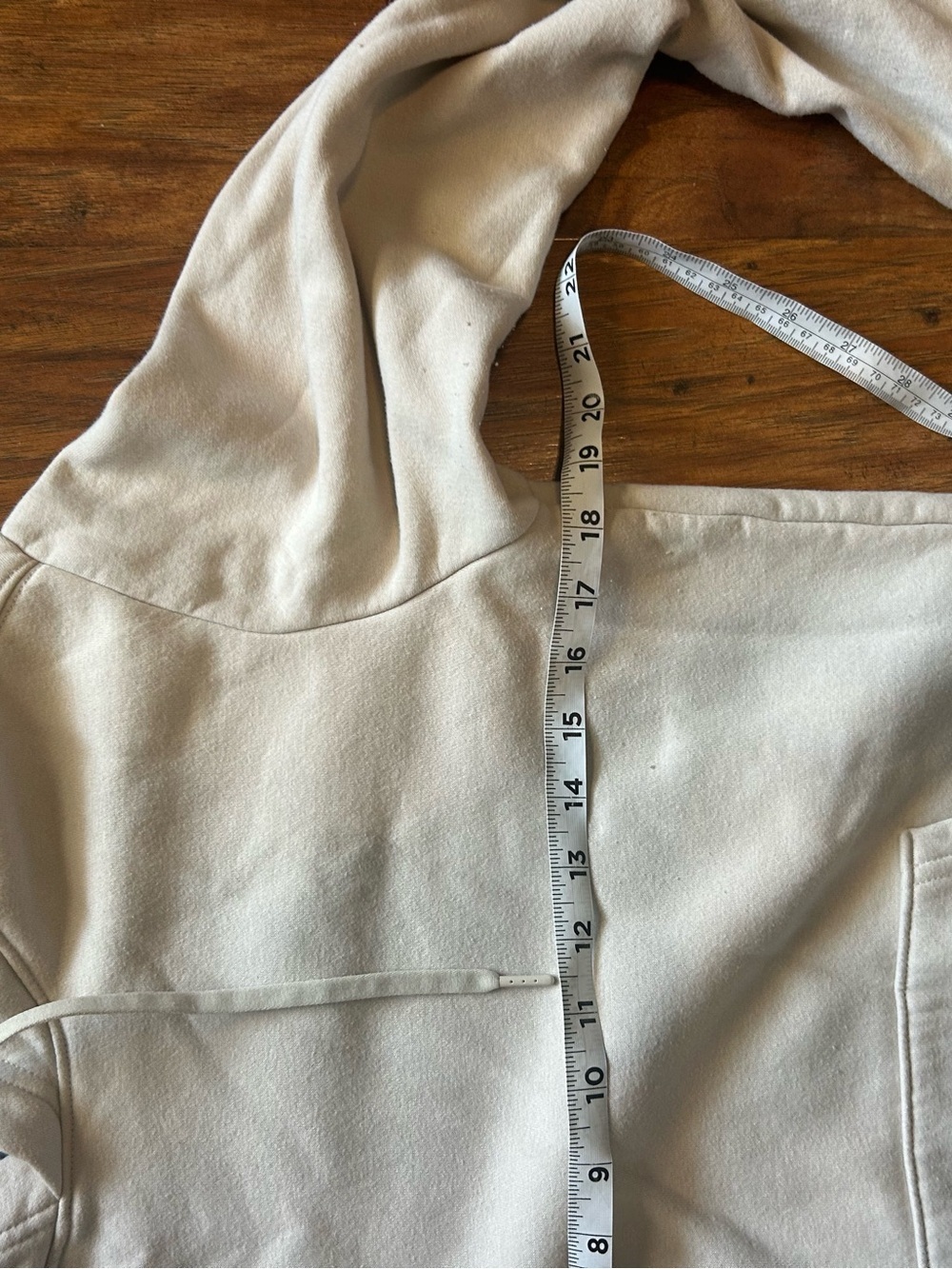 Athletic Works Cream Pullover Hoodie with Kangaroo Pocket - Picture 5 of 5